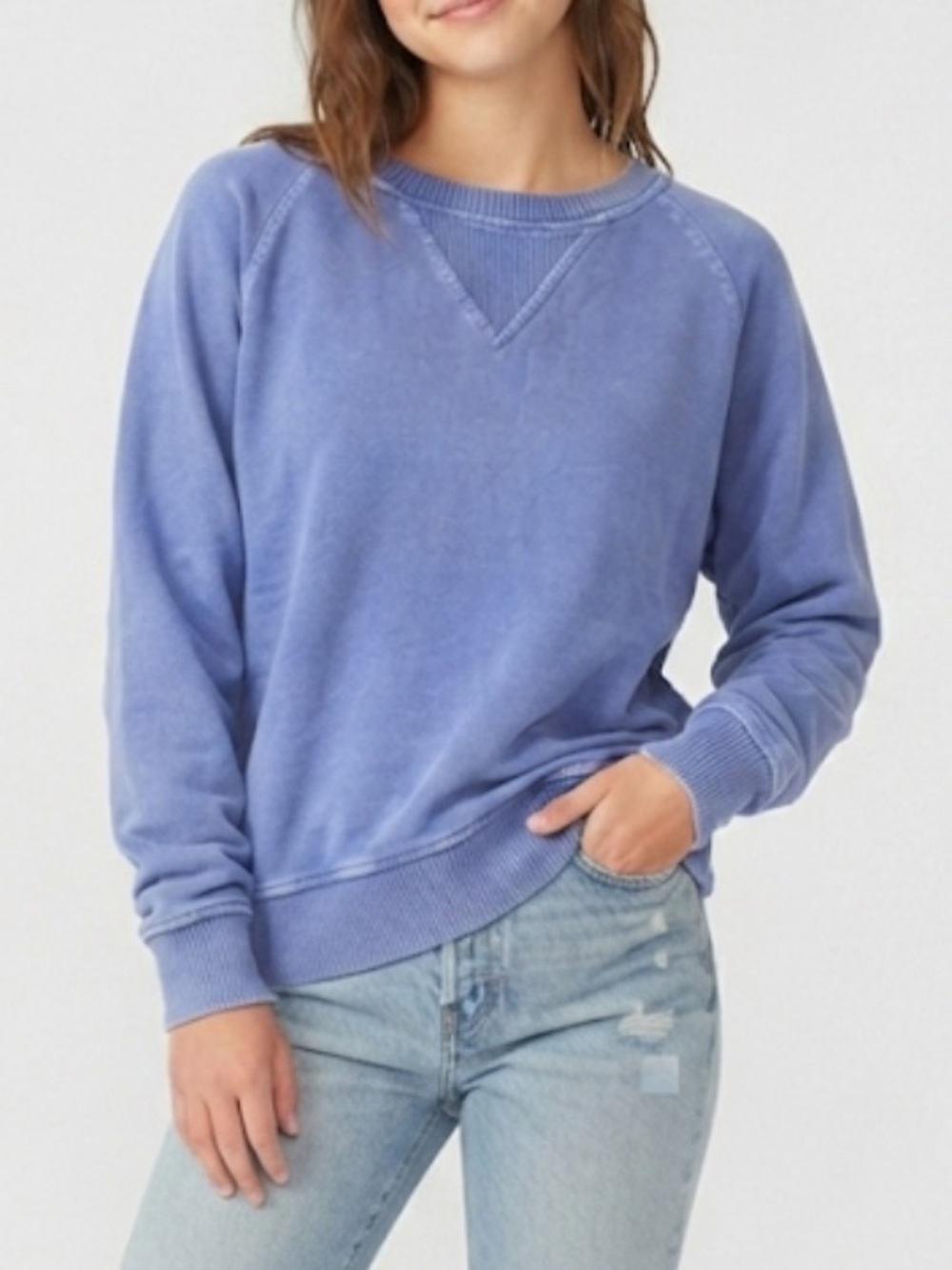 Zenana Outfitters Washed Periwinkle Crewneck Sweatshirt Size Small